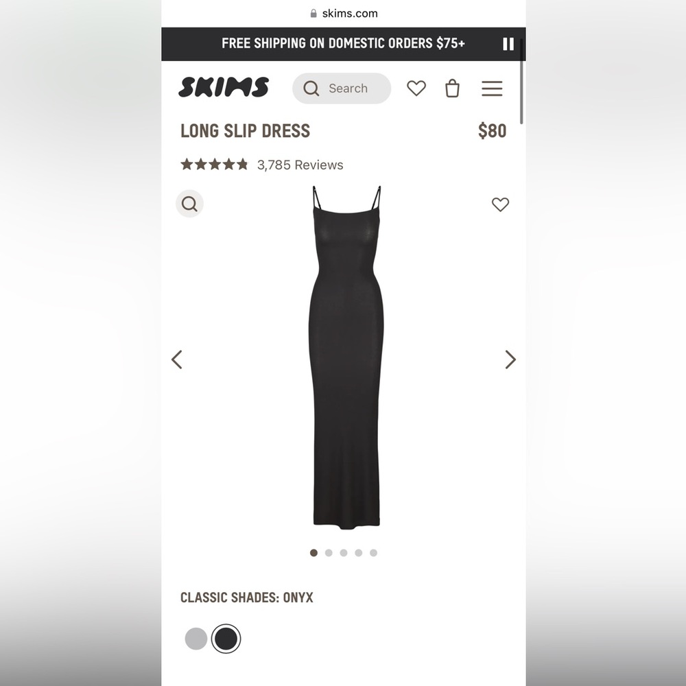 Skims Dress Size Medium Black